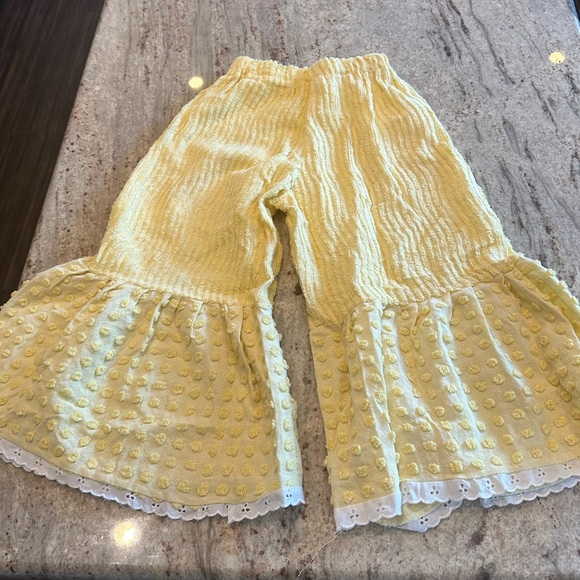 Girls yellow chenille bell bottoms pants - Picture 8 of 8